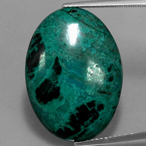 20.62캐럿 천연 멀티컬러 크리소콜라, 타원형 컷, 25.1×18.1 mm, 불투명체