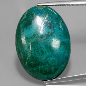 23.20캐럿 천연 멀티컬러 크리소콜라, 타원형 컷, 25×18.1 mm, 불투명체