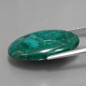 23.20캐럿 천연 멀티컬러 크리소콜라, 타원형 컷, 25×18.1 mm, 불투명체