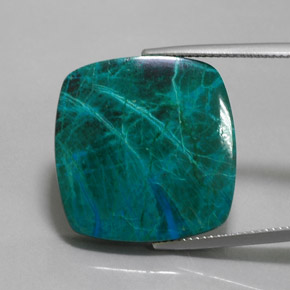 31.83캐럿 천연 멀티컬러 크리소콜라, 쿠션 컷, 22.2×21.7 mm, 불투명체