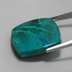 31.83캐럿 천연 멀티컬러 크리소콜라, 쿠션 컷, 22.2×21.7 mm, 불투명체