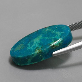 18.59캐럿 천연 멀티컬러 크리소콜라, 타원형 컷, 25.7×14.6 mm, 불투명체