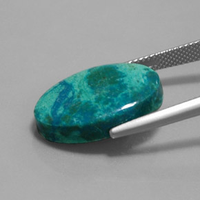 10.54캐럿 천연 멀티컬러 크리소콜라, 타원형 컷, 19.9×13.9 mm, 불투명체
