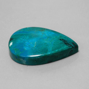 30.57캐럿 천연 멀티컬러 크리소콜라, 배 모양, 28.1×19.4 mm, 불투명체