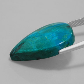 30.57캐럿 천연 멀티컬러 크리소콜라, 배 모양, 28.1×19.4 mm, 불투명체