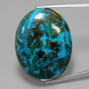 47.87캐럿 천연 멀티컬러 크리소콜라, 타원형 컷, 30.7×24.1 mm, 불투명체