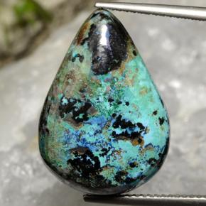 17.25캐럿 천연 멀티컬러 크리소콜라, 배 모양, 21.9×15.6 mm, 불투명체