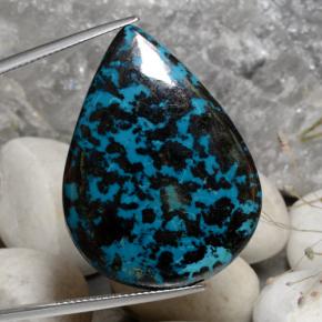 53.42캐럿 천연 멀티컬러 크리소콜라, 배 모양, 35.5×26.4 mm, 불투명체