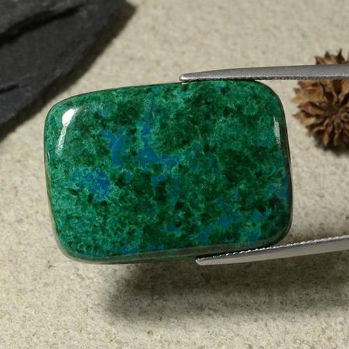 44.08캐럿 천연 쿨 그린 크리소콜라, 쿠션 컷, 30×21.7 mm, 불투명체