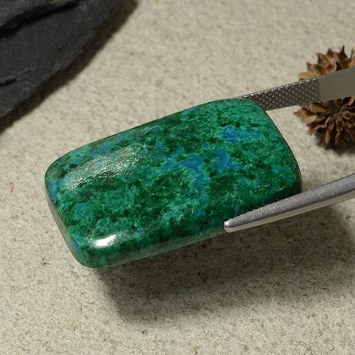 44.08캐럿 천연 쿨 그린 크리소콜라, 쿠션 컷, 30×21.7 mm, 불투명체