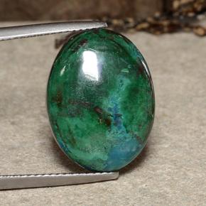 12.81캐럿 천연 멀티컬러 크리소콜라, 타원형 컷, 17.9×13.5 mm, 불투명체