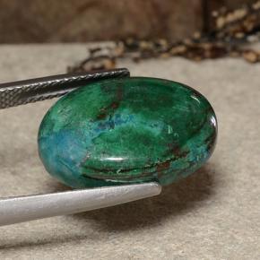 12.81캐럿 천연 멀티컬러 크리소콜라, 타원형 컷, 17.9×13.5 mm, 불투명체