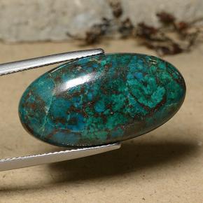 18.81캐럿 천연 멀티컬러 크리소콜라, 타원형 컷, 26.2×13.8 mm, 불투명체