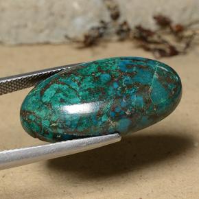 18.81캐럿 천연 멀티컬러 크리소콜라, 타원형 컷, 26.2×13.8 mm, 불투명체