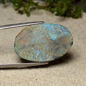 40.10캐럿 천연 다색 크리소콜라, 타원형 컷, 불투명체