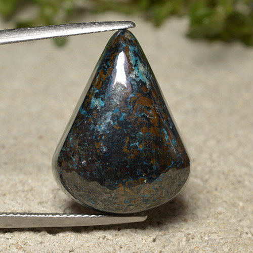 27.27캐럿 천연 다색 크리소콜라, 배 모양, 불투명체