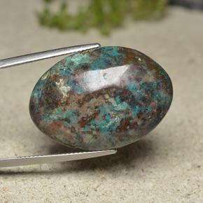 30.82캐럿 천연 다색 크리소콜라, 타원형 컷, 불투명체