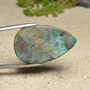 21.16캐럿 천연 다색 크리소콜라, 배 모양, 불투명체