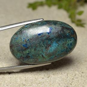 36.86캐럿 천연 다색 크리소콜라, 타원형 컷, 불투명체