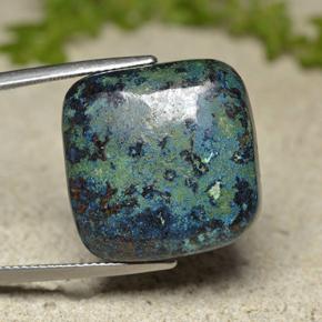 23.94캐럿 천연 멀티컬러 크리소콜라, 쿠션 컷, 20.1×19.7 mm, 불투명체