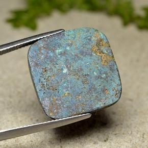 23.94캐럿 천연 멀티컬러 크리소콜라, 쿠션 컷, 20.1×19.7 mm, 불투명체