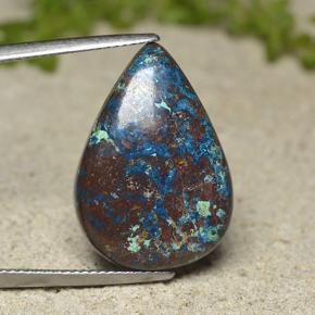 16.42캐럿 천연 멀티컬러 크리소콜라, 배 모양, 23×16.1 mm, 불투명체