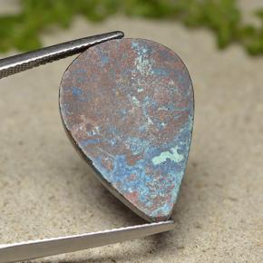 16.42캐럿 천연 멀티컬러 크리소콜라, 배 모양, 23×16.1 mm, 불투명체