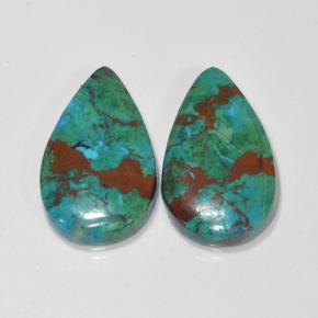10.79캐럿 천연 멀티컬러 크리소콜라 보석, 배 모양, 19.2×11.4 mm, 불투명체