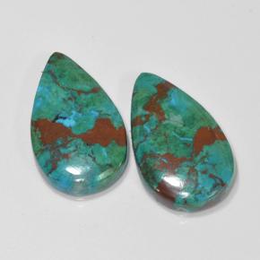 10.79캐럿 천연 멀티컬러 크리소콜라 보석, 배 모양, 19.2×11.4 mm, 불투명체
