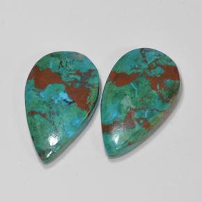 10.79캐럿 천연 멀티컬러 크리소콜라 보석, 배 모양, 19.2×11.4 mm, 불투명체