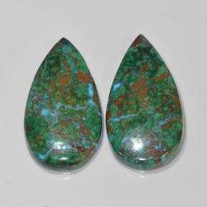 25.04캐럿 천연 멀티컬러 크리소콜라 보석, 배 모양, 26.6×14.2 mm, 불투명체