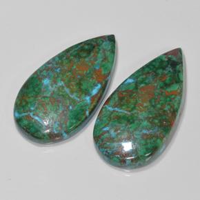 25.04캐럿 천연 멀티컬러 크리소콜라 보석, 배 모양, 26.6×14.2 mm, 불투명체