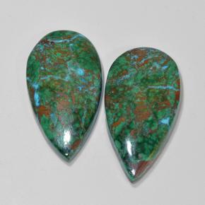 25.04캐럿 천연 멀티컬러 크리소콜라 보석, 배 모양, 26.6×14.2 mm, 불투명체