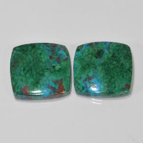 17.54캐럿 천연 멀티컬러 크리소콜라 보석, 쿠션 컷, 15.8×15.5 mm, 불투명체