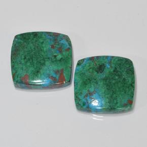 17.54캐럿 천연 멀티컬러 크리소콜라 보석, 쿠션 컷, 15.8×15.5 mm, 불투명체