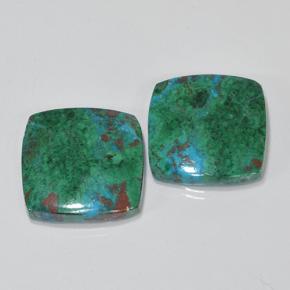 17.54캐럿 천연 멀티컬러 크리소콜라 보석, 쿠션 컷, 15.8×15.5 mm, 불투명체