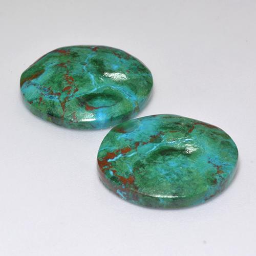 18.56캐럿 천연 멀티컬러 크리소콜라 보석, 라운드 컷, 17.74 mm, 불투명체