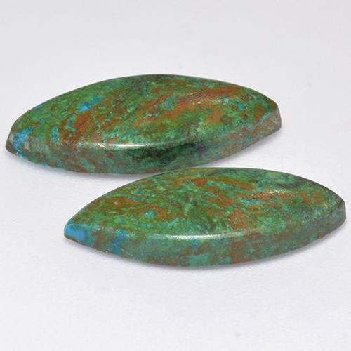 8.61캐럿 천연 멀티컬러 크리소콜라 보석, 마퀴즈, 19.2×8.7 mm, 불투명체