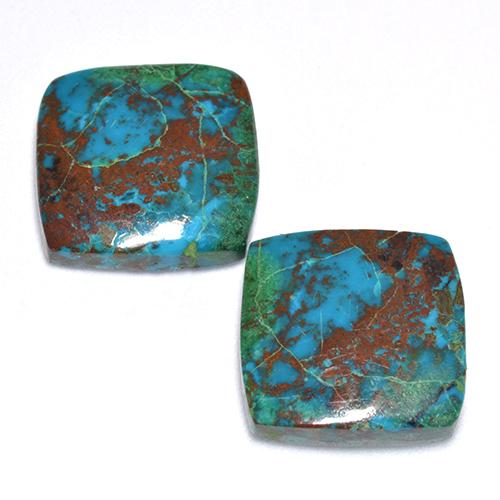 13.01캐럿 천연 멀티컬러 크리소콜라 보석, 쿠션 컷, 13.6×13.5 mm, 불투명체