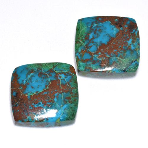 13.01캐럿 천연 멀티컬러 크리소콜라 보석, 쿠션 컷, 13.6×13.5 mm, 불투명체