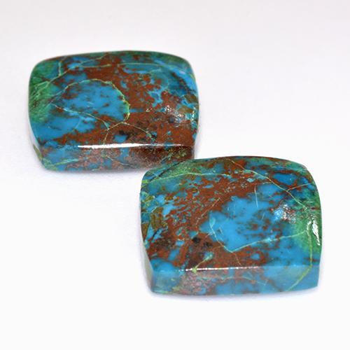 13.01캐럿 천연 멀티컬러 크리소콜라 보석, 쿠션 컷, 13.6×13.5 mm, 불투명체