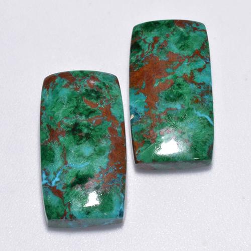 14.61캐럿 천연 멀티컬러 크리소콜라 보석, 쿠션 컷, 18.6×9.4 mm, 불투명체