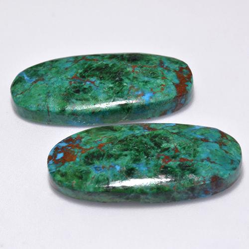 25.92캐럿 천연 멀티컬러 크리소콜라 보석, 타원형 컷, 25.4×13.5 mm, 불투명체