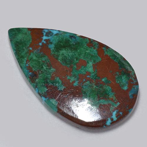 6.13캐럿 천연 멀티컬러 크리소콜라, 배 모양, 20.7×12.1 mm, 불투명체