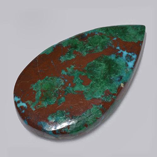 6.13캐럿 천연 멀티컬러 크리소콜라, 배 모양, 20.7×12.1 mm, 불투명체