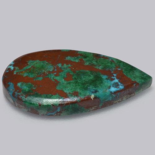 6.13캐럿 천연 멀티컬러 크리소콜라, 배 모양, 20.7×12.1 mm, 불투명체