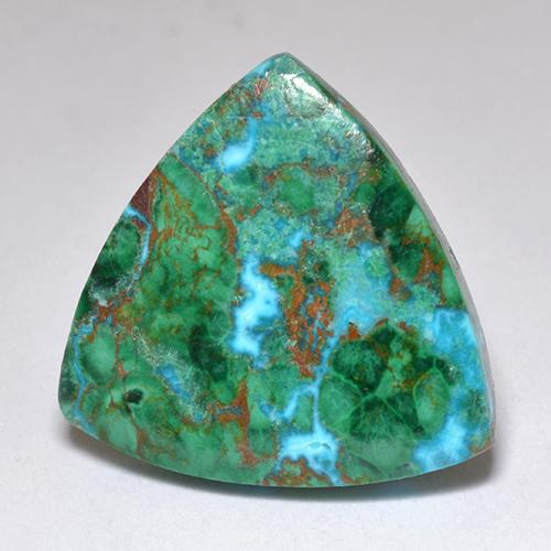 6.62캐럿 천연 멀티컬러 크리소콜라, 트릴리언, 16.3×16.3 mm, 불투명체
