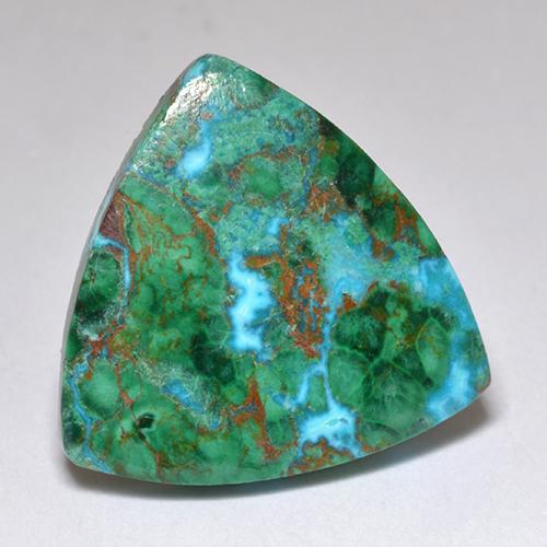 6.62캐럿 천연 멀티컬러 크리소콜라, 트릴리언, 16.3×16.3 mm, 불투명체