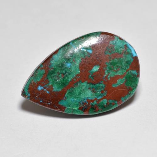 5.19캐럿 천연 멀티컬러 크리소콜라, 배 모양, 17.3×11.7 mm, 불투명체