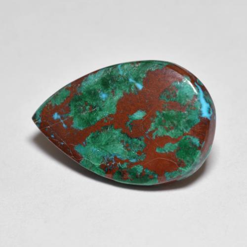 5.19캐럿 천연 멀티컬러 크리소콜라, 배 모양, 17.3×11.7 mm, 불투명체